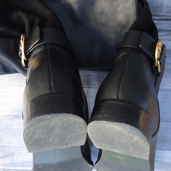 SIZE 8.5. Tory Burch leather over the knee-high stretch panel riding boots. - Picture 12 of 16